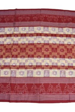 Biscuit-Red Colour   Sambalpuri Handloom Cotton Saree