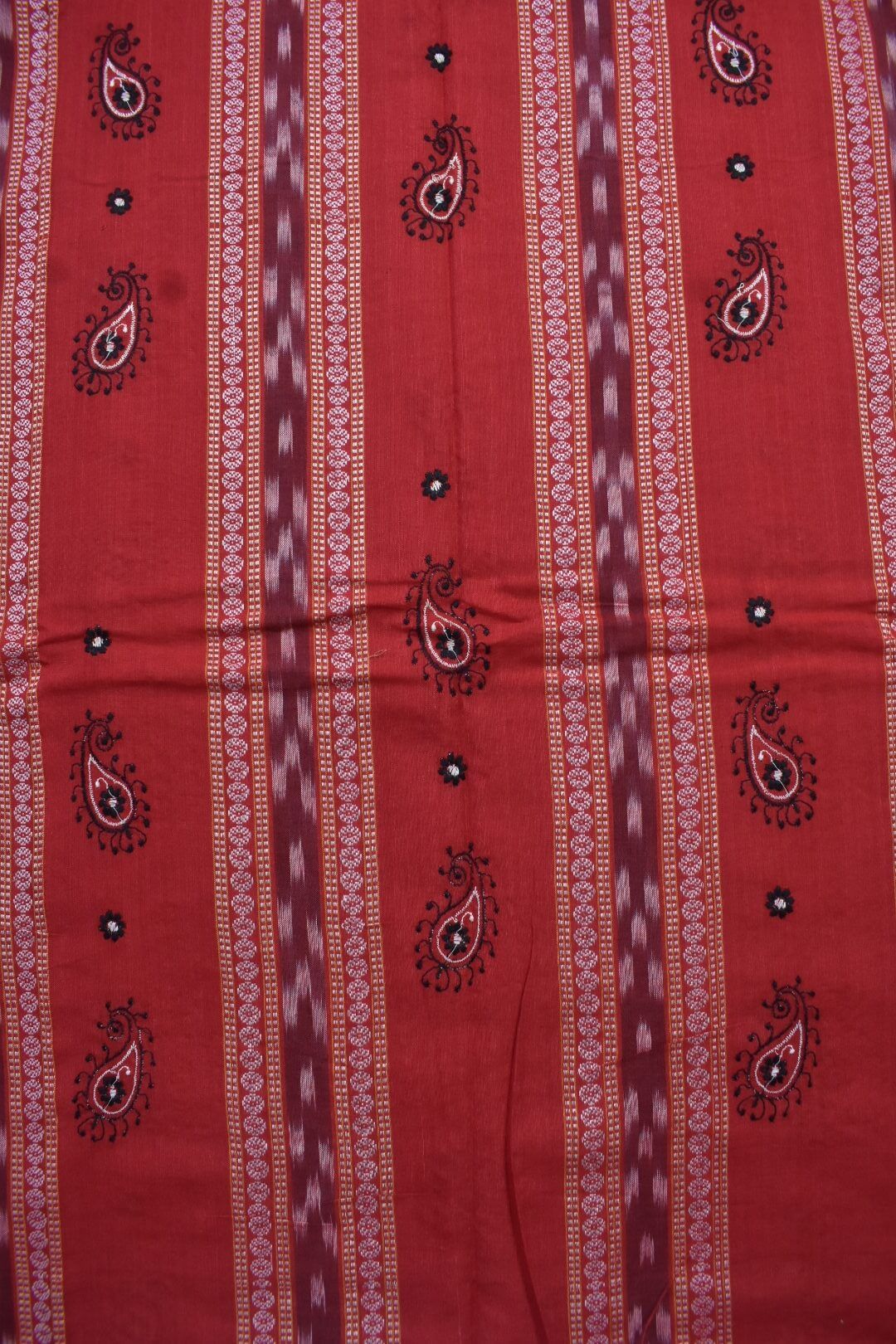 Red Colour Sambalpuri Handloom Cotton Bomkai Dress Material - Image 5