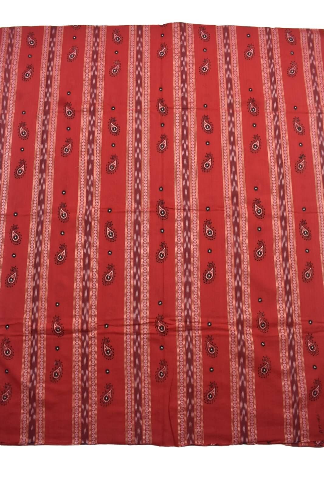 Red Colour Sambalpuri Handloom Cotton Bomkai Dress Material - Image 4