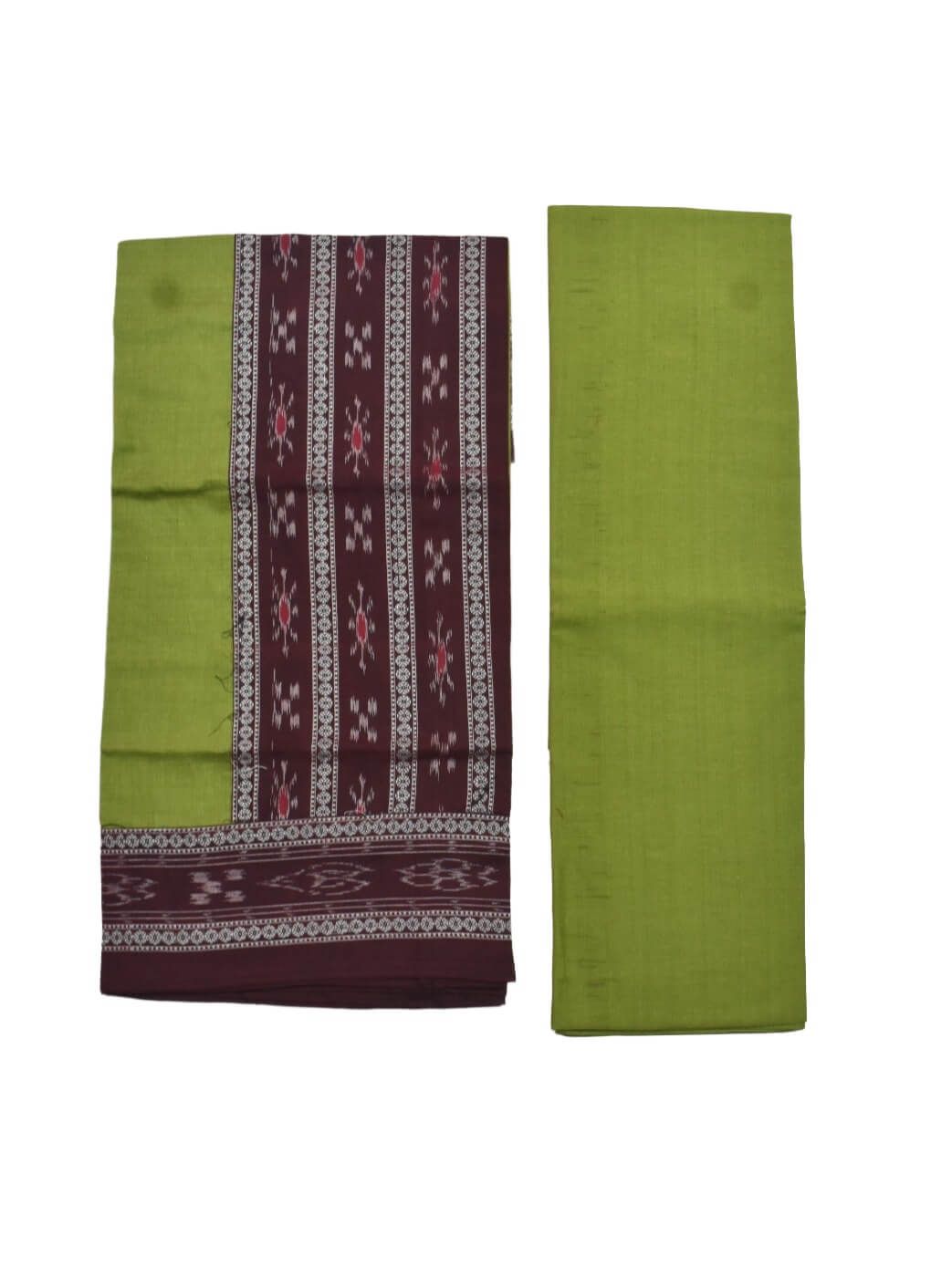 Deep Maroon Colour Sambalpuri Handloom Cotton Bomkai Dress Material - Image 2
