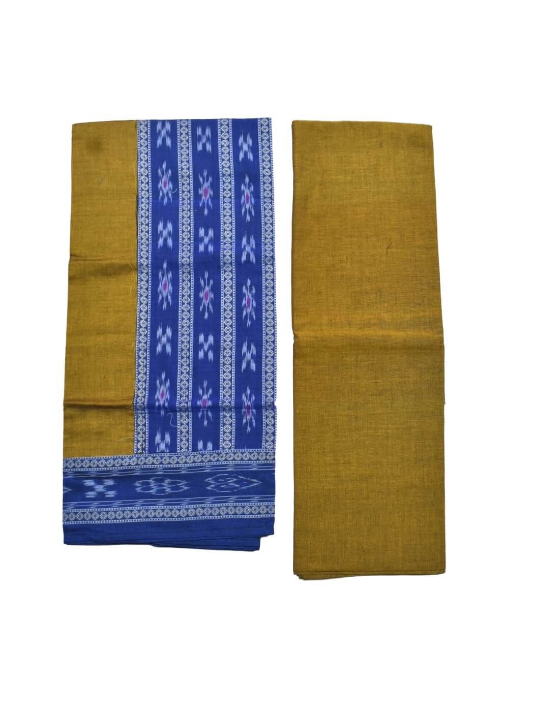 Sky Blue Colour Sambalpuri Handloom Cotton Bomkai Dress Material - Image 2