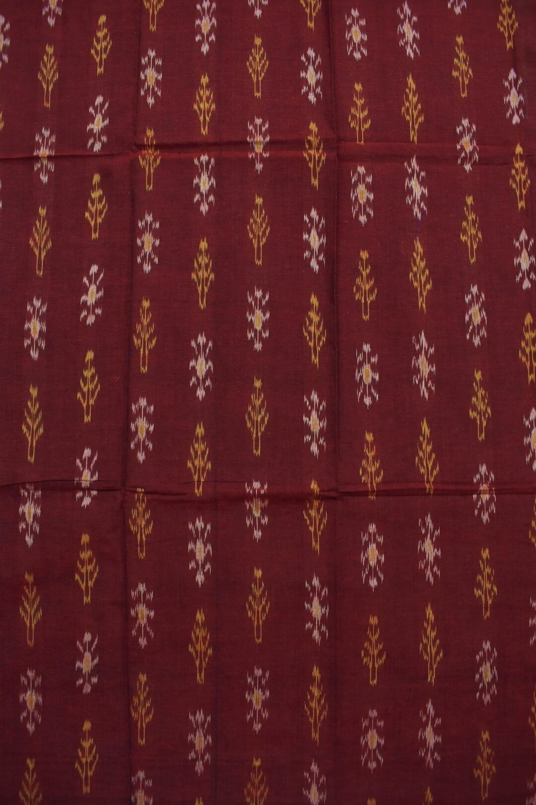 Maroon Colour Sambalpuri Handloom Cotton Bomkai Dress Material - Image 5