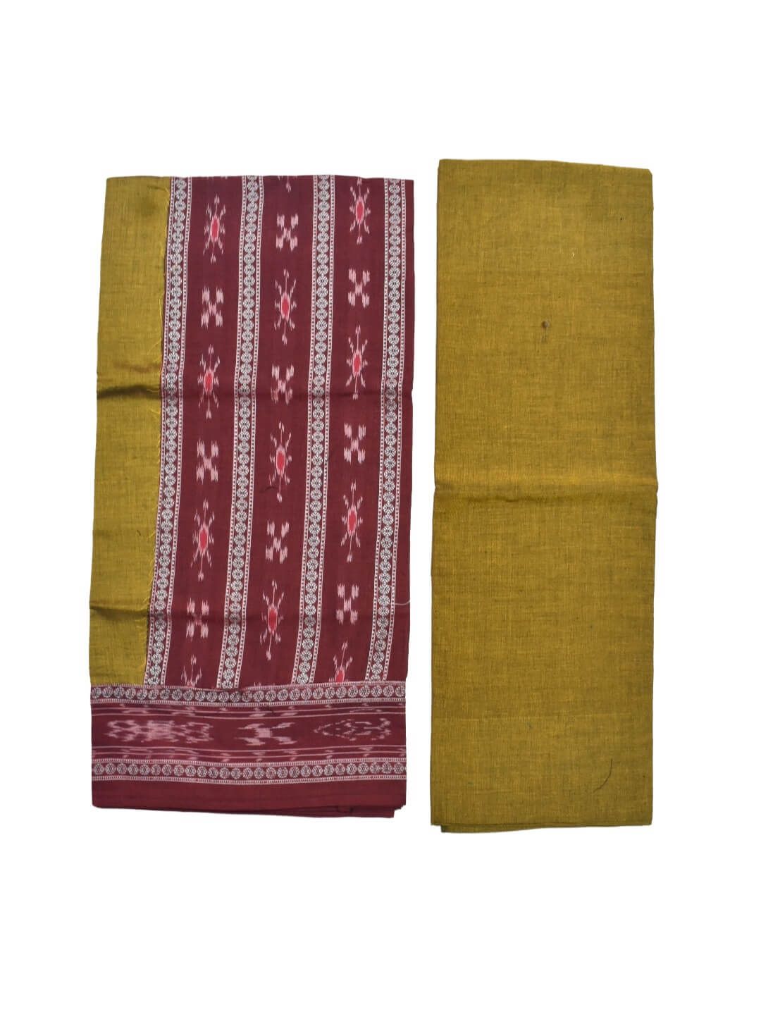 Maroon Colour Sambalpuri Handloom Cotton Bomkai Dress Material - Image 2