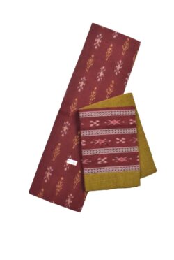 Maroon Colour Sambalpuri Handloom Cotton Bomkai Dress Material
