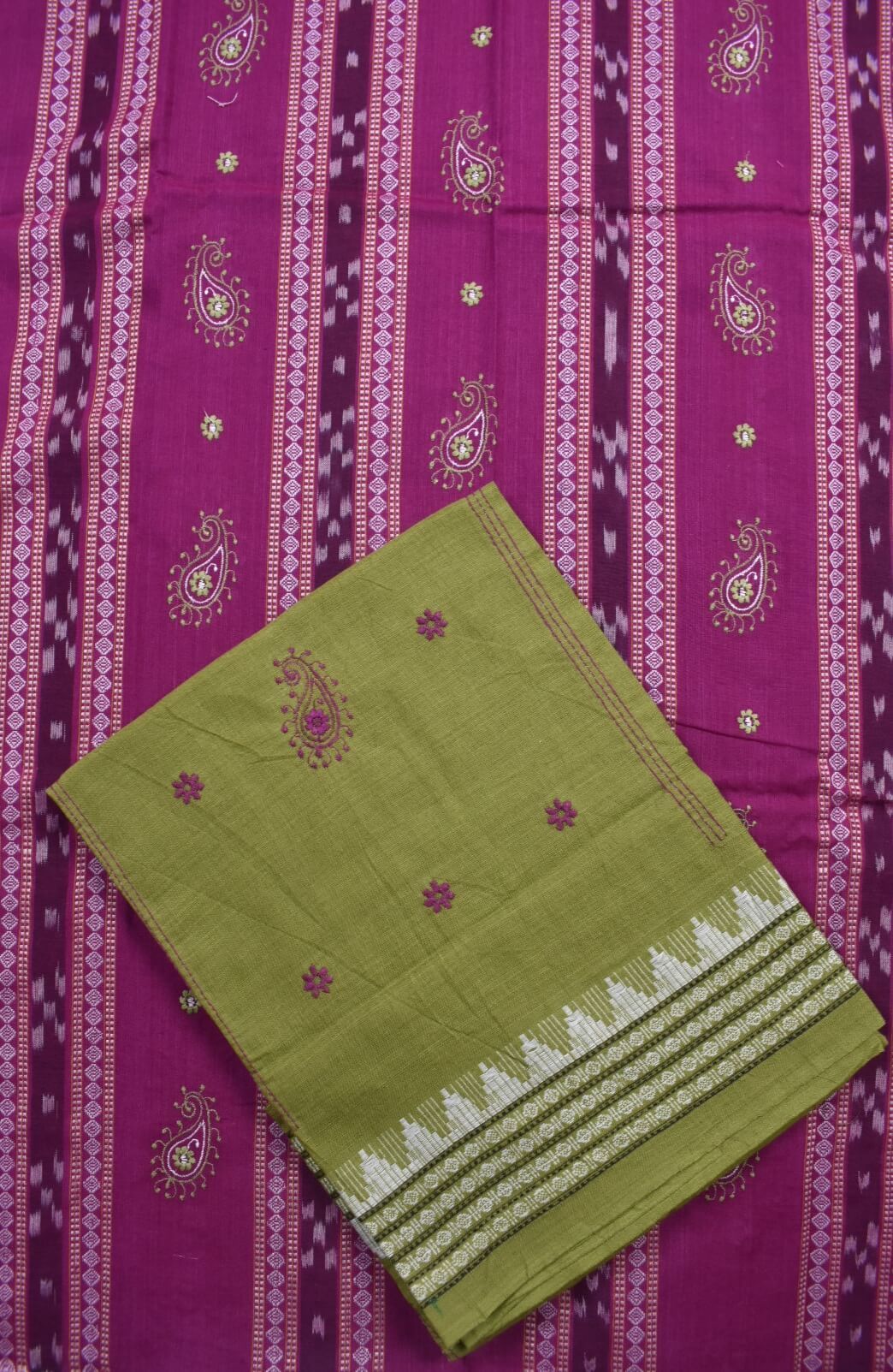 Pink Colour Sambalpuri Handloom Cotton Bomkai Dress Material - Image 3