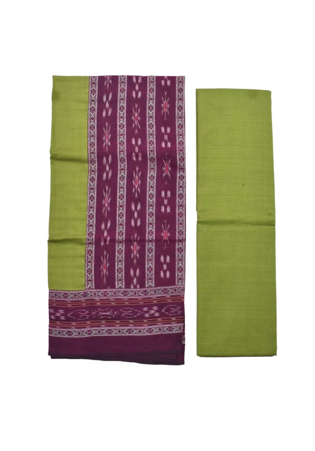 Purple Colour Sambalpuri Handloom Cotton Bomkai Dress Material - Image 2