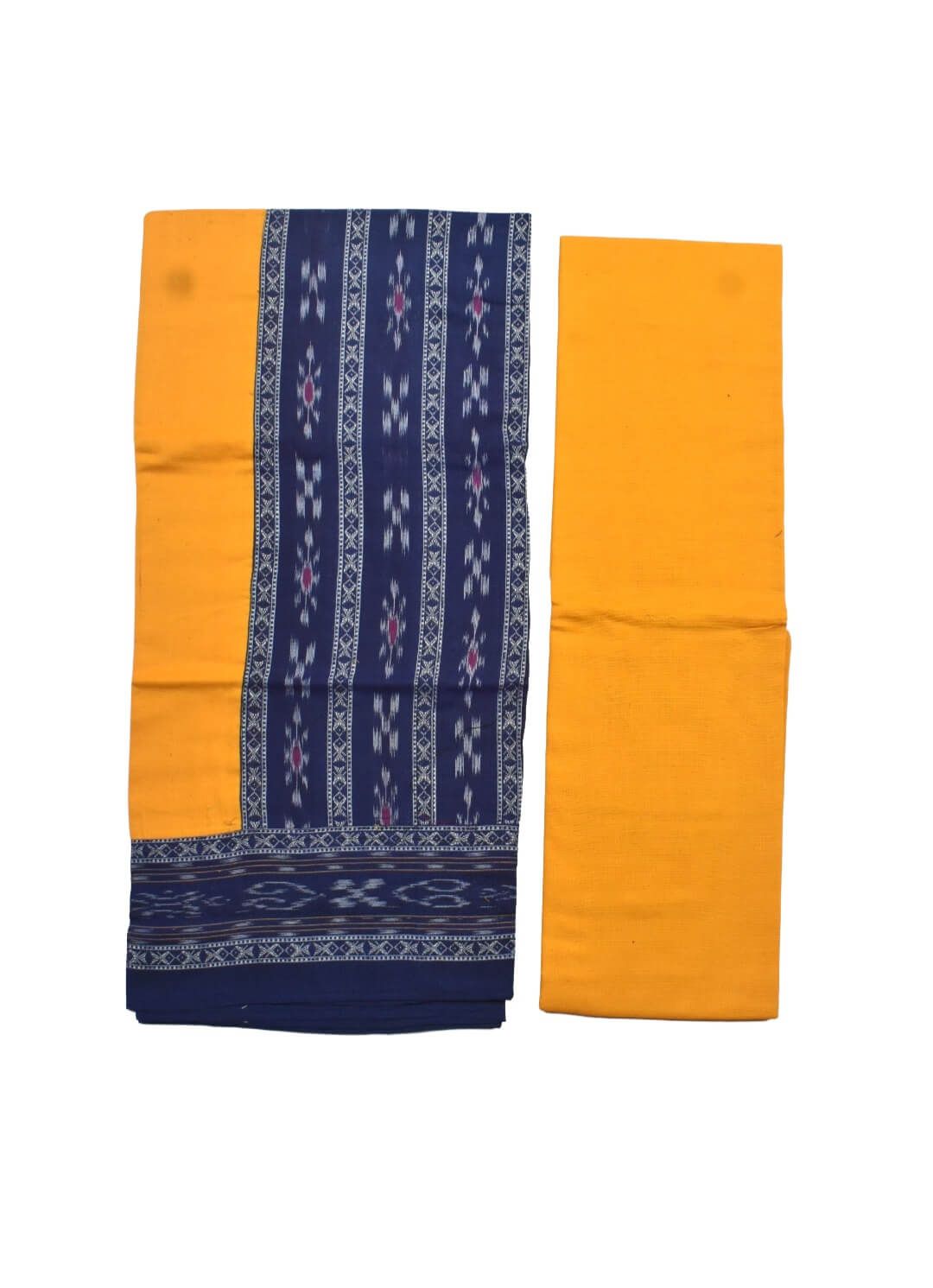 Blue Colour Sambalpuri Handloom Cotton Bomkai Dress Material - Image 2