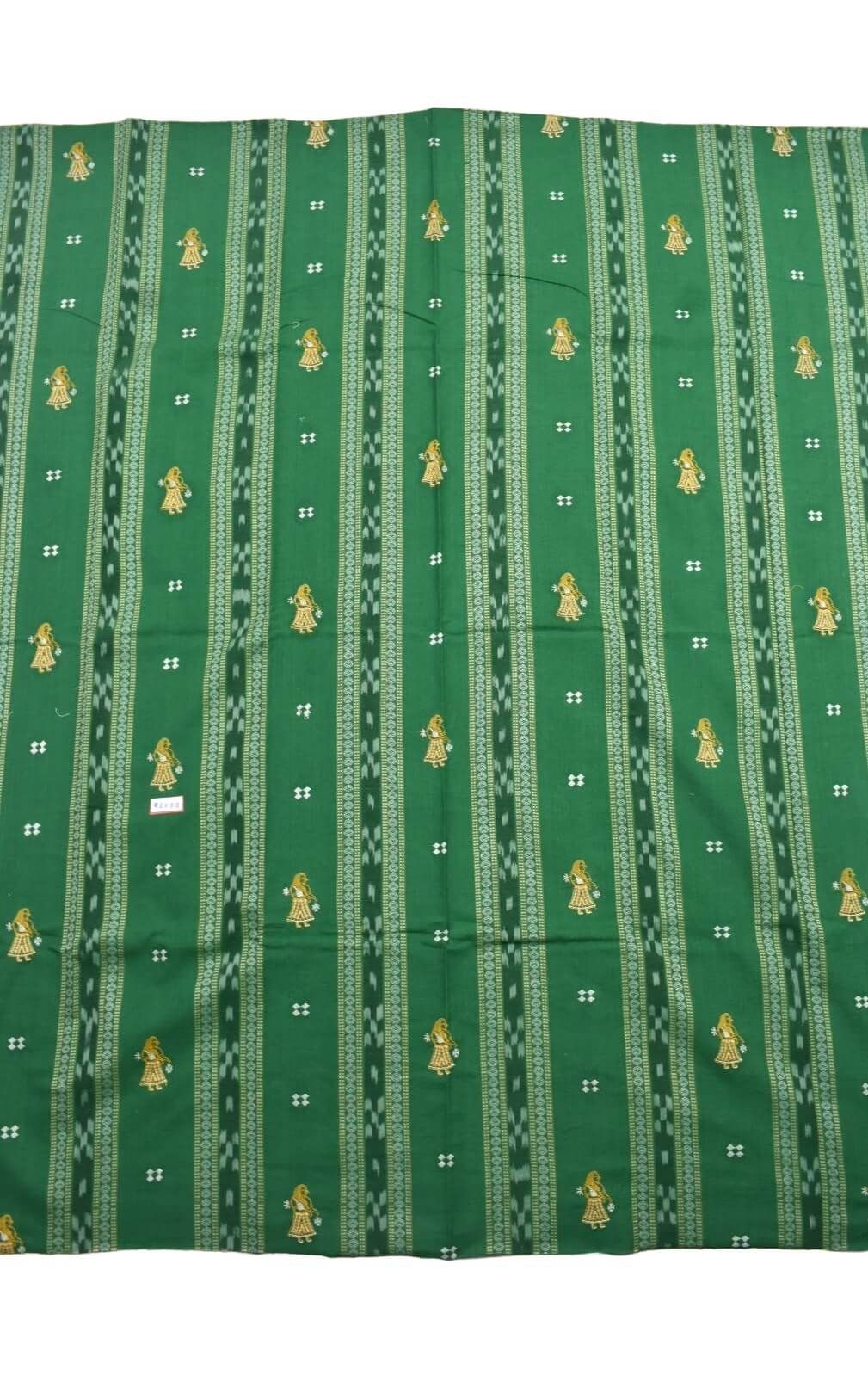 Green Colour Sambalpuri Handloom Cotton Bomkai Dress Material - Image 4