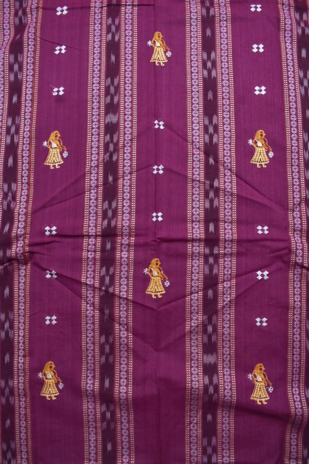 Pink Colour Sambalpuri Handloom Cotton Bomkai Dress Material - Image 5
