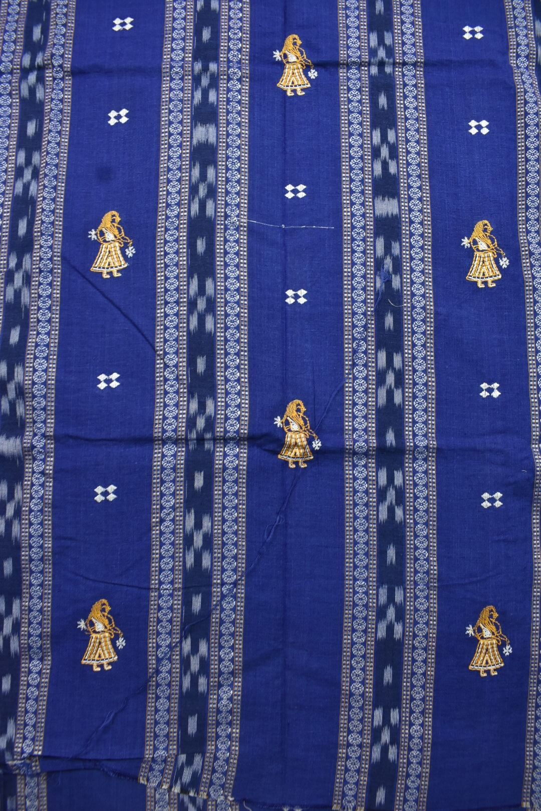 Blue Colour Sambalpuri Handloom Cotton Bomkai Dress Material - Image 5