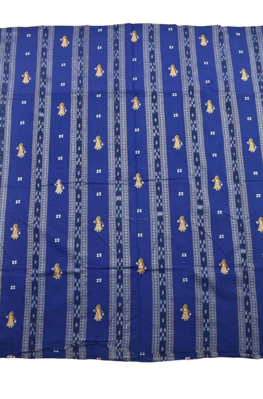 Blue Colour Sambalpuri Handloom Cotton Bomkai Dress Material - Image 4