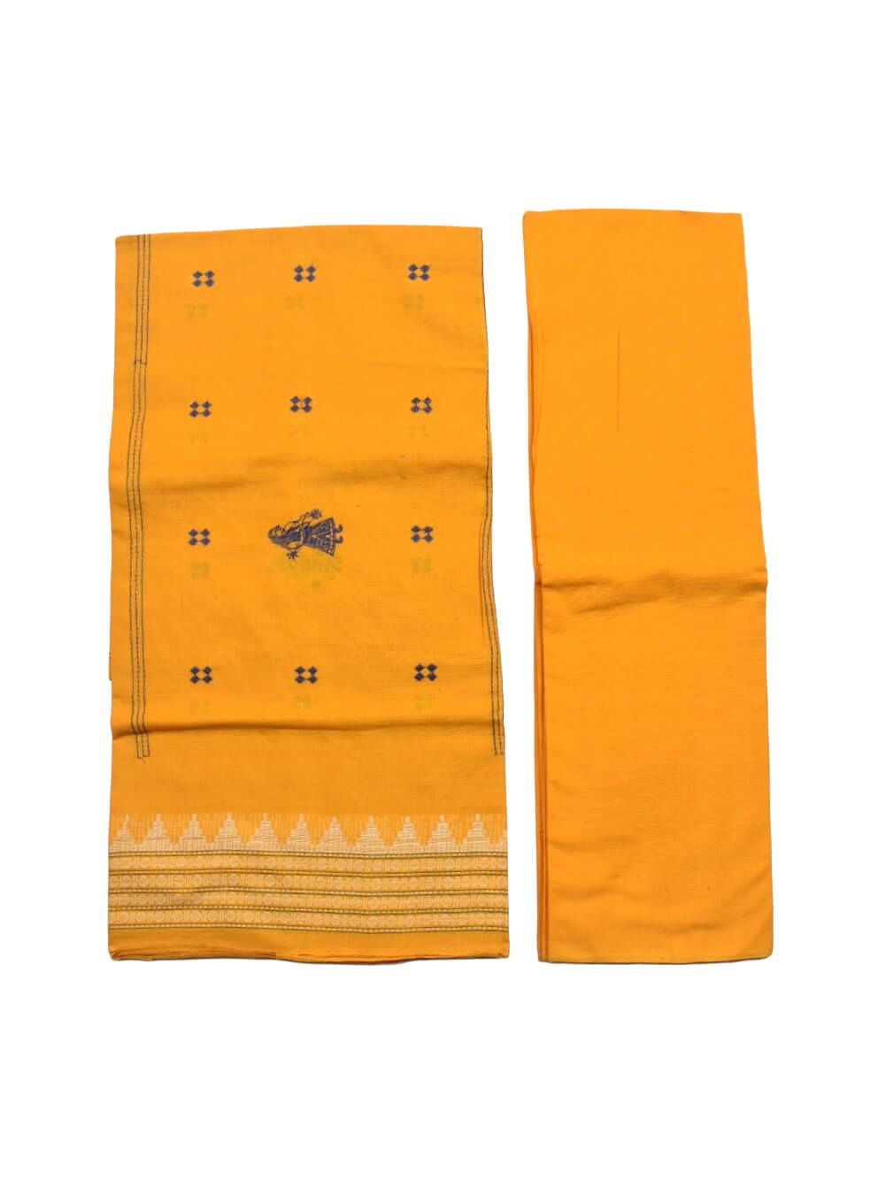 Blue Colour Sambalpuri Handloom Cotton Bomkai Dress Material - Image 2