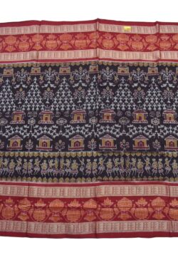 Black-Red Combination Doubke Border Sambalpuri Handloom Cotton Saree