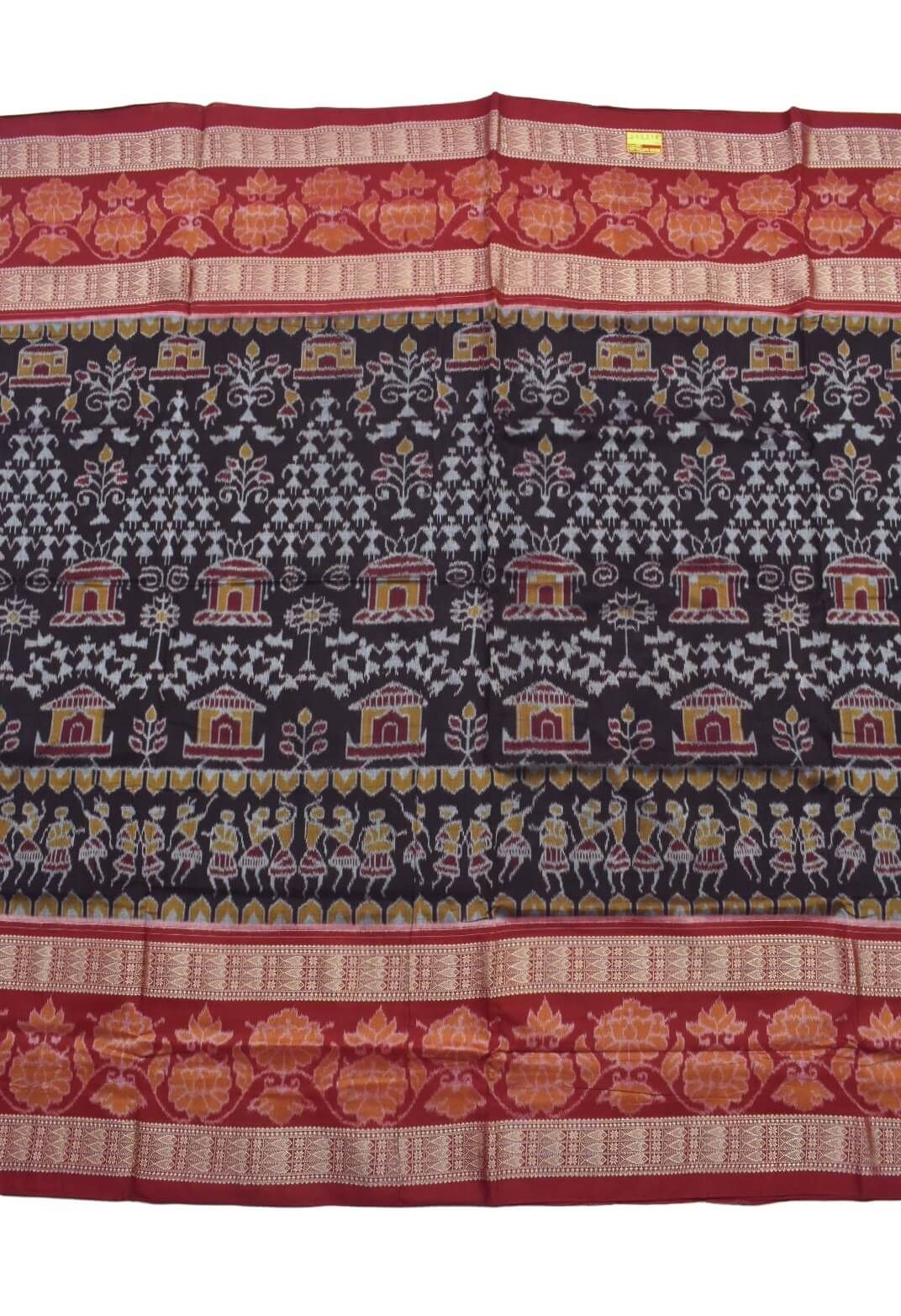 Black-Red Combination Doubke Border Sambalpuri Handloom Cotton Saree