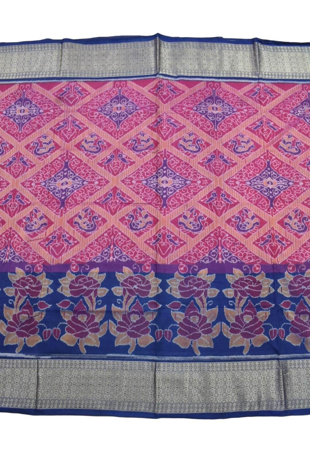 Pink-Blue Combination Sambalpuri Handloom Cotton Saree