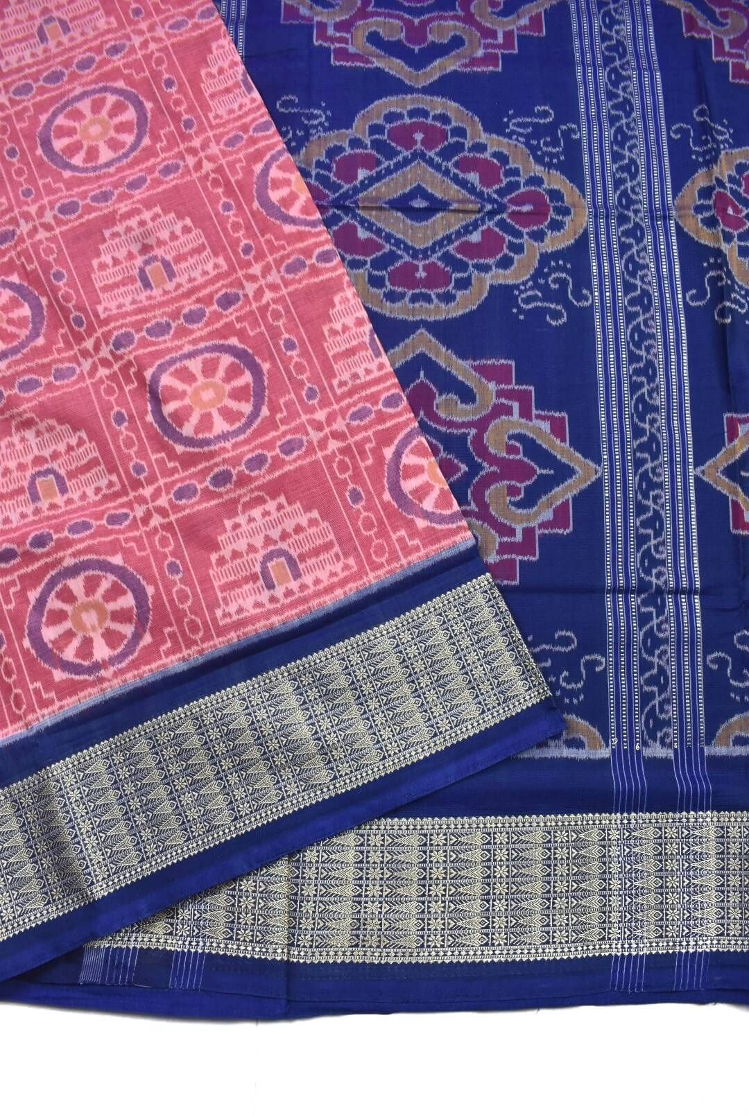 Pink Colour Konark Design Sambalpuri Handloom Cotton Saree - Image 3
