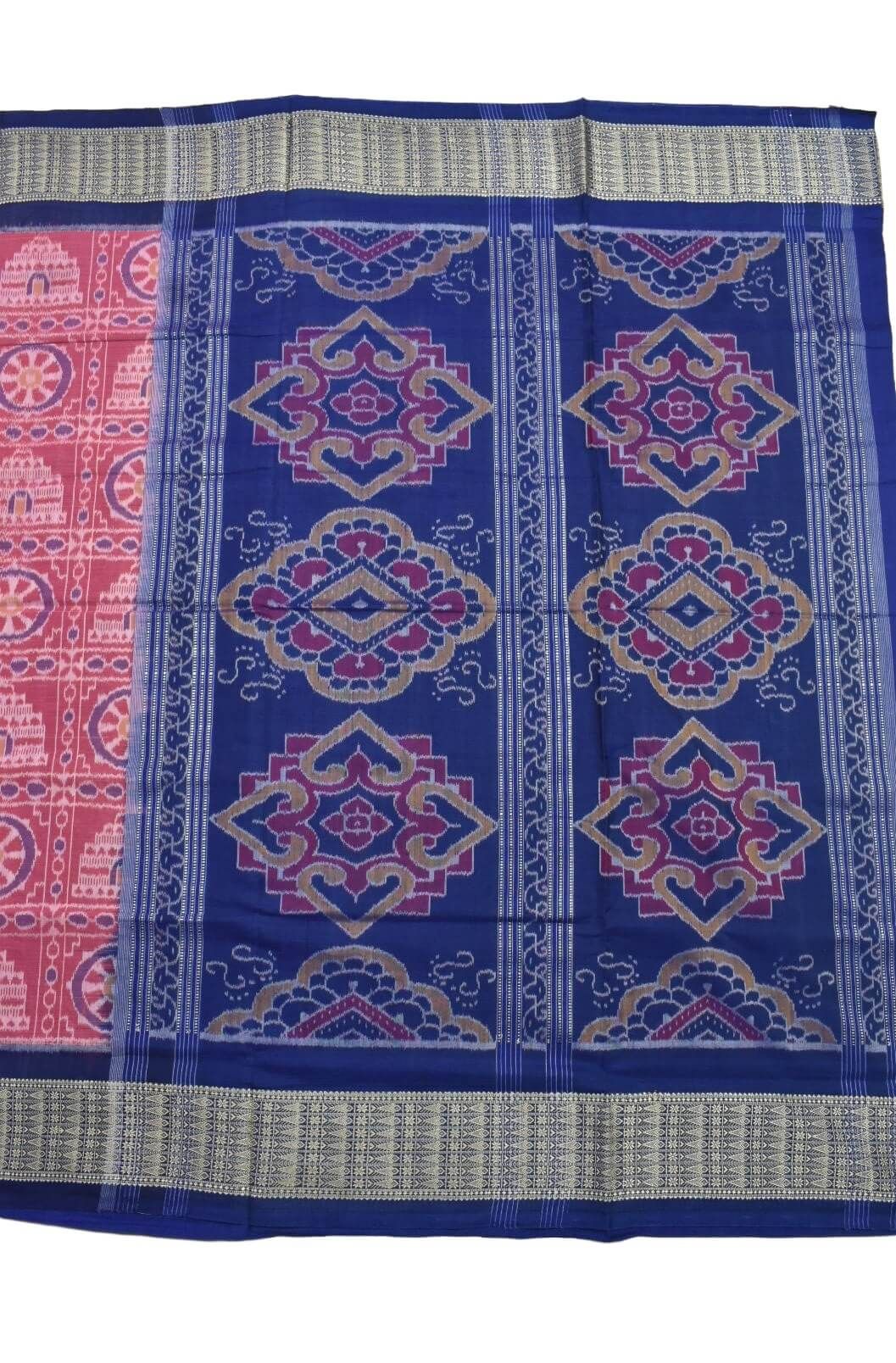 Pink Colour Konark Design Sambalpuri Handloom Cotton Saree - Image 2