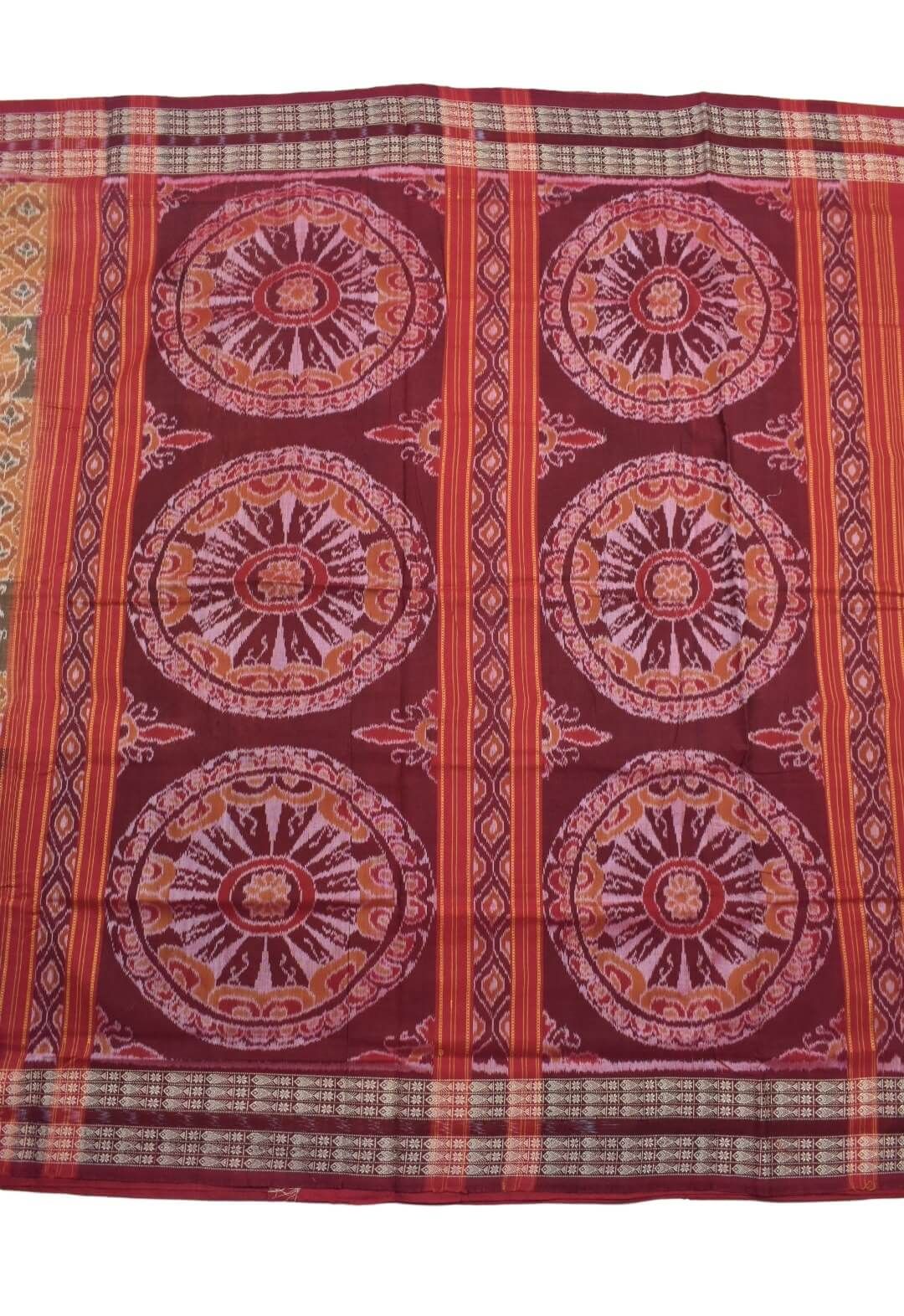 Biscuit-Black Colour Sambalpuri Handloom Cotton Saree - Image 2
