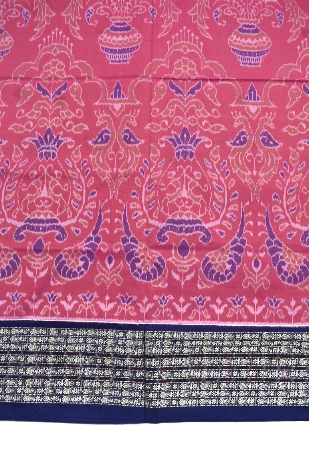 Pink Colour Sambalpuri Handloom Cotton Saree - Image 4