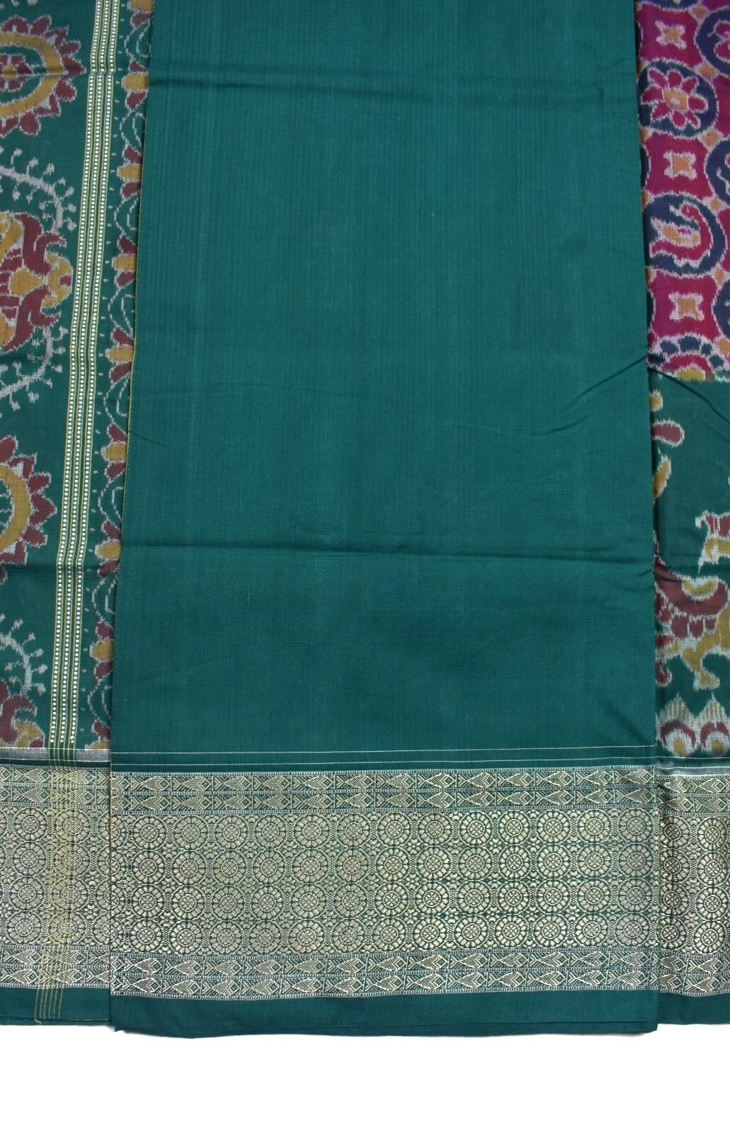Red-Green Colour Sambalpuri Handloom Cotton Saree - Image 5