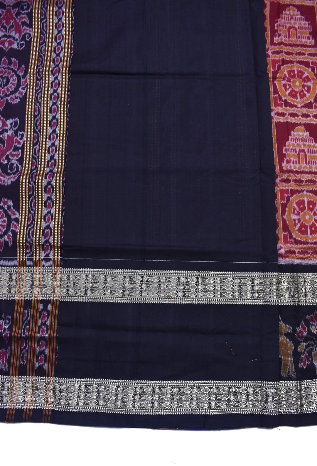 Red-Maroon Colour Sambalpuri Handloom Cotton Saree - Image 5