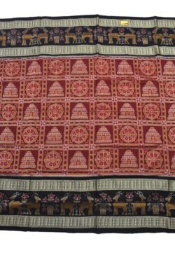 Red-Maroon Colour Sambalpuri Handloom Cotton Saree