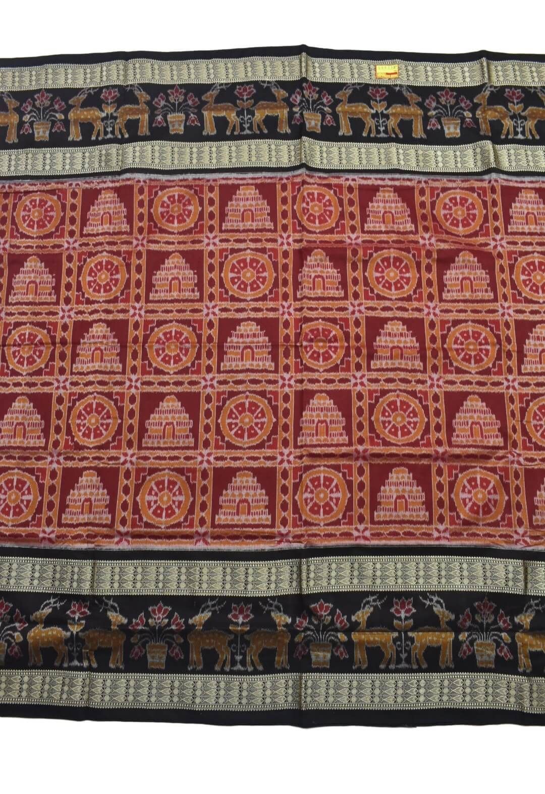 Red-Maroon Colour Sambalpuri Handloom Cotton Saree