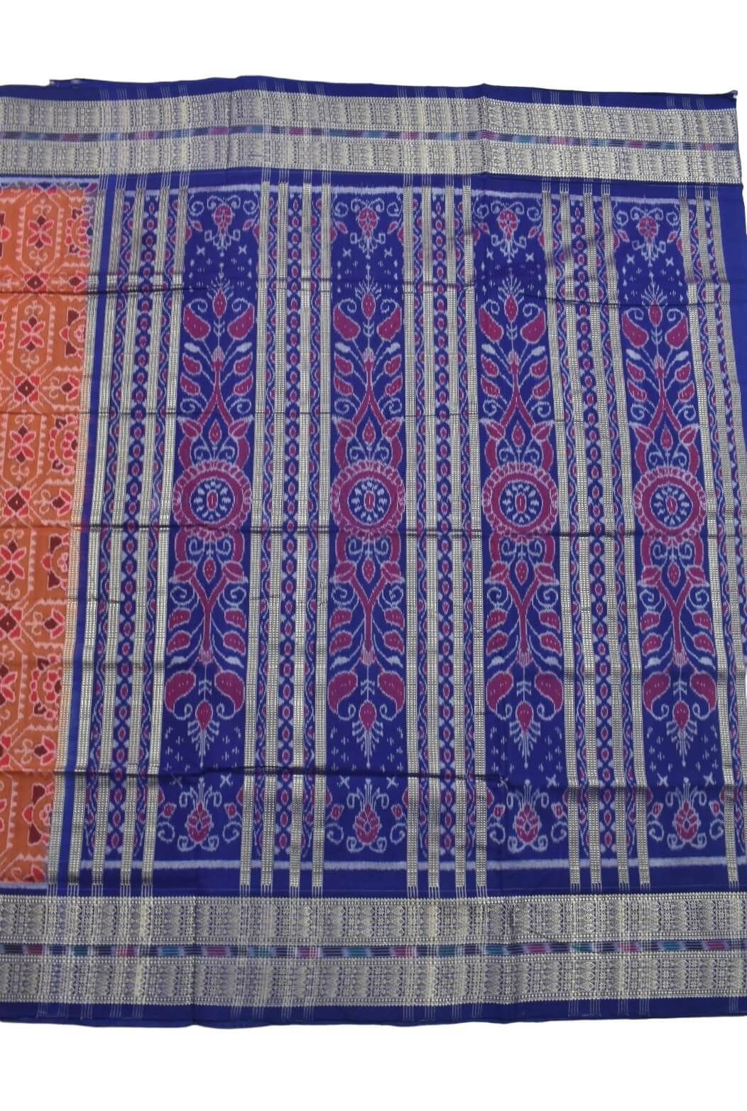 Orange Colour Sambalpuri Handloom Cotton Saree - Image 2