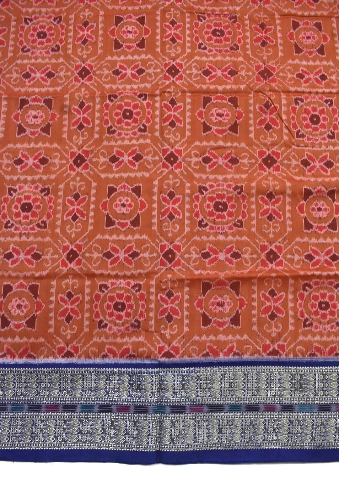 Orange Colour Sambalpuri Handloom Cotton Saree - Image 4
