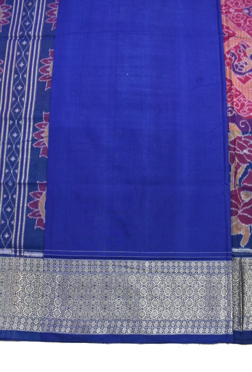 Pink-Blue Combination Sambalpuri Handloom Cotton Saree - Image 5