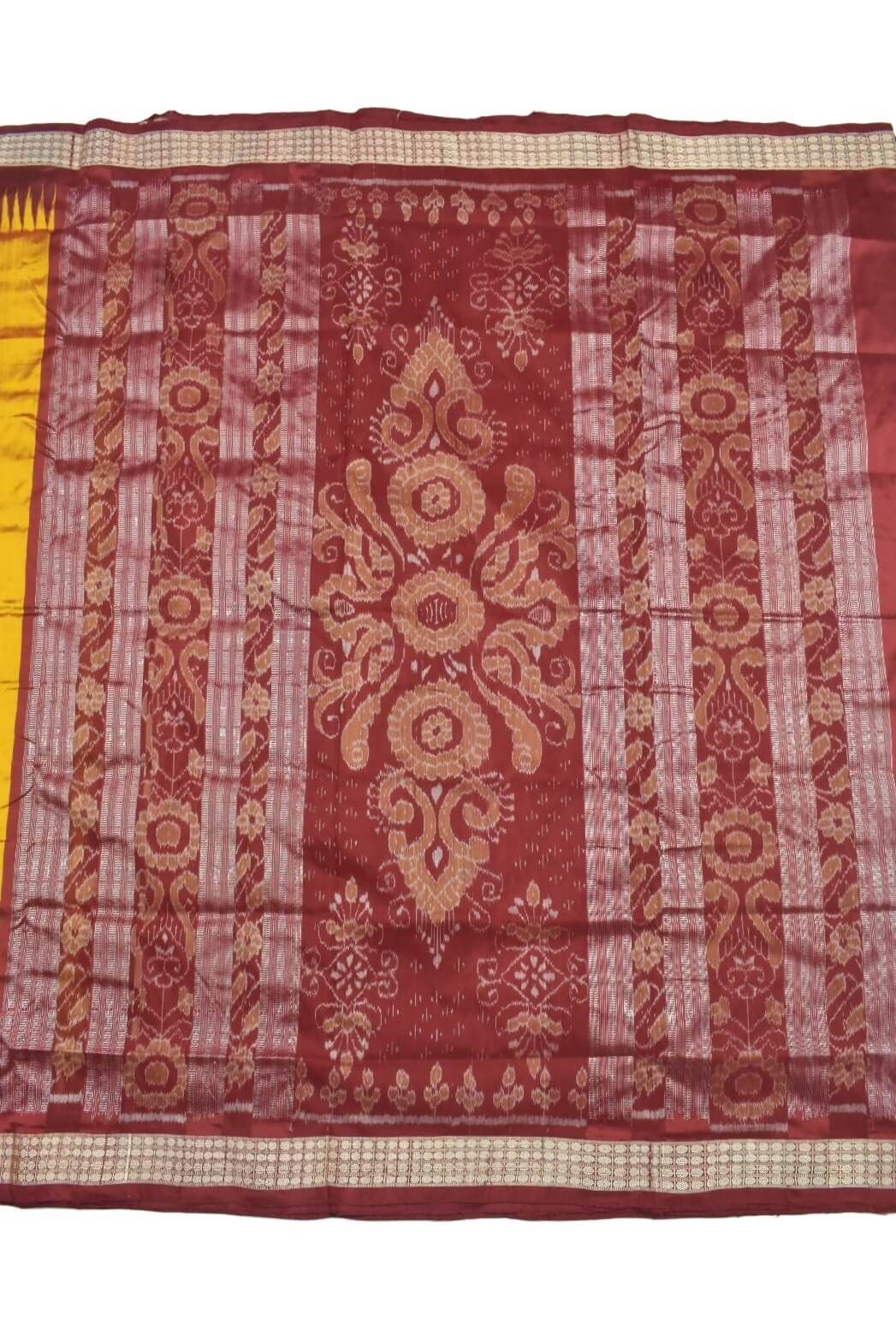 Yellow Colour Sambalpuri Handloom Bandha Silk Saree - Image 2