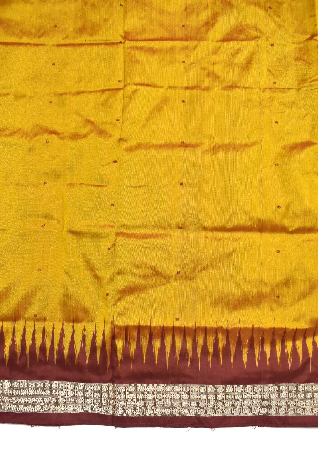 Yellow Colour Sambalpuri Handloom Bandha Silk Saree - Image 4