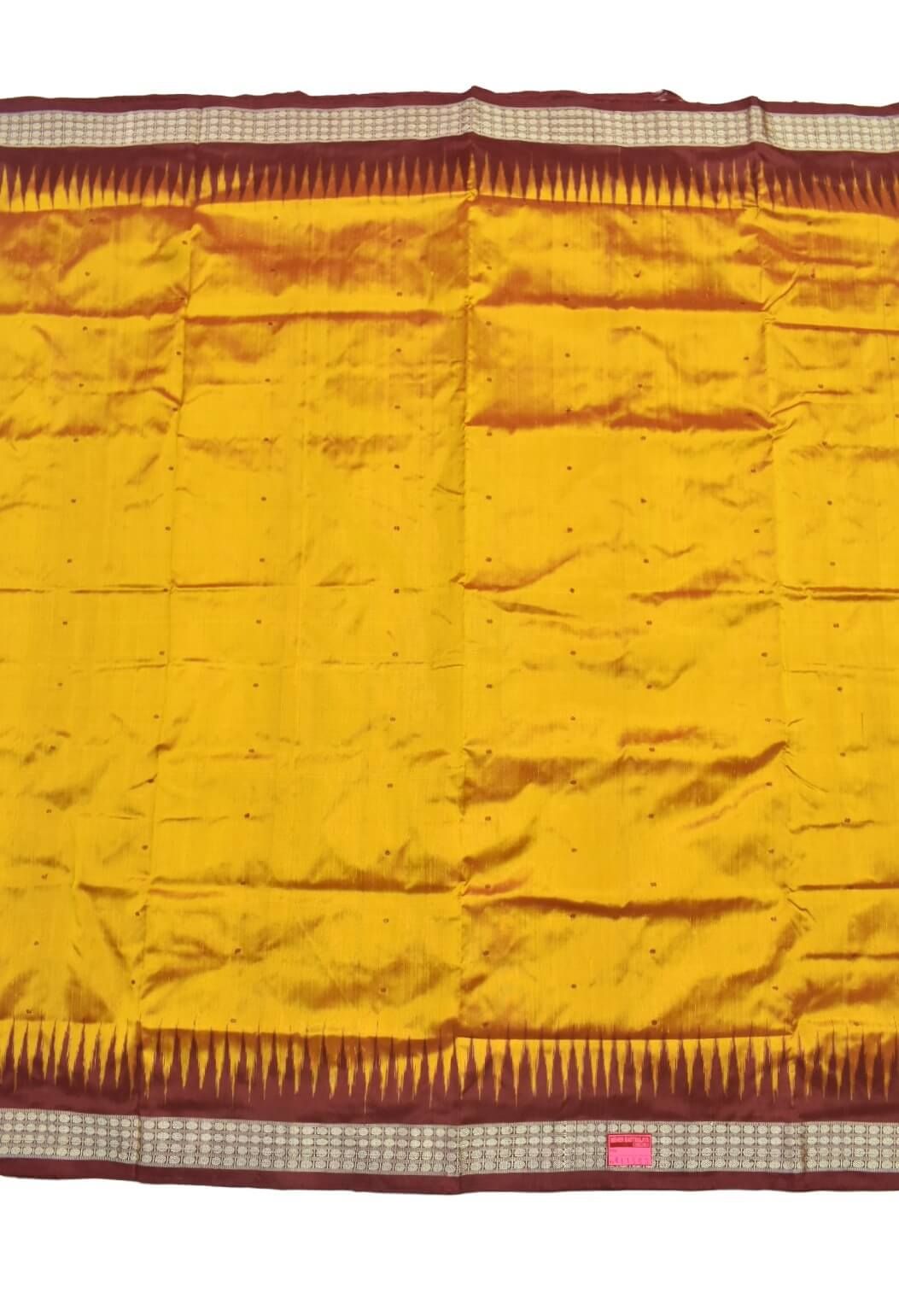 Yellow Colour Sambalpuri Handloom Bandha Silk Saree