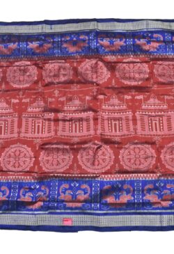 Red-Blue Colour Sambalpuri Handloom Bandha Silk Saree