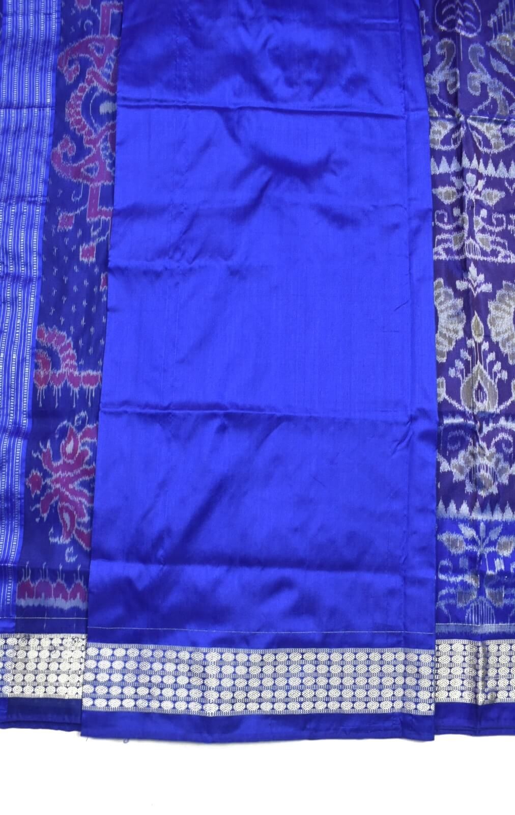 Blue Colour Sambalpuri Handloom Bandha Silk Saree - Image 5
