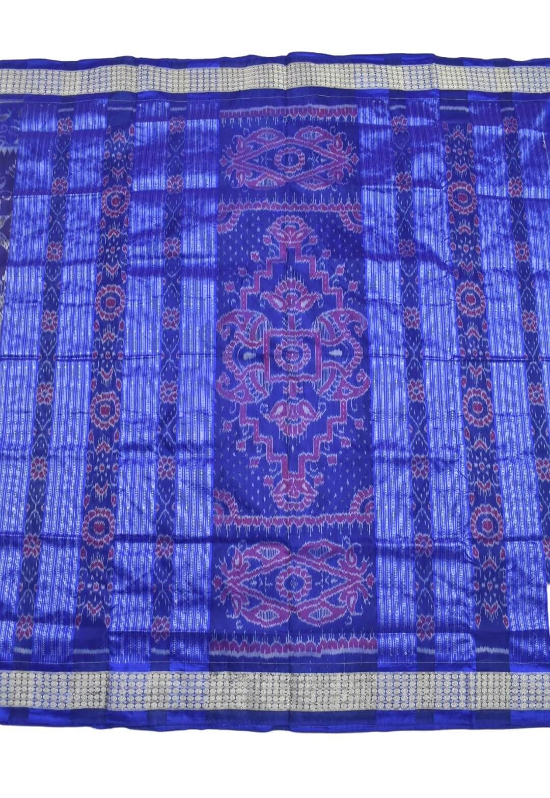 Blue Colour Sambalpuri Handloom Bandha Silk Saree - Image 2
