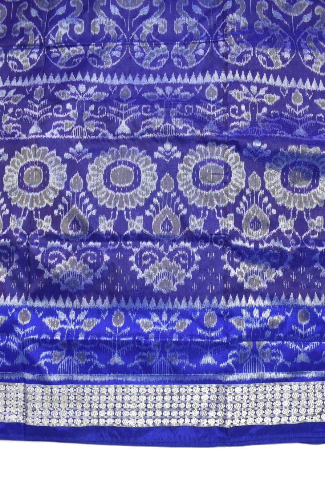 Blue Colour Sambalpuri Handloom Bandha Silk Saree - Image 4