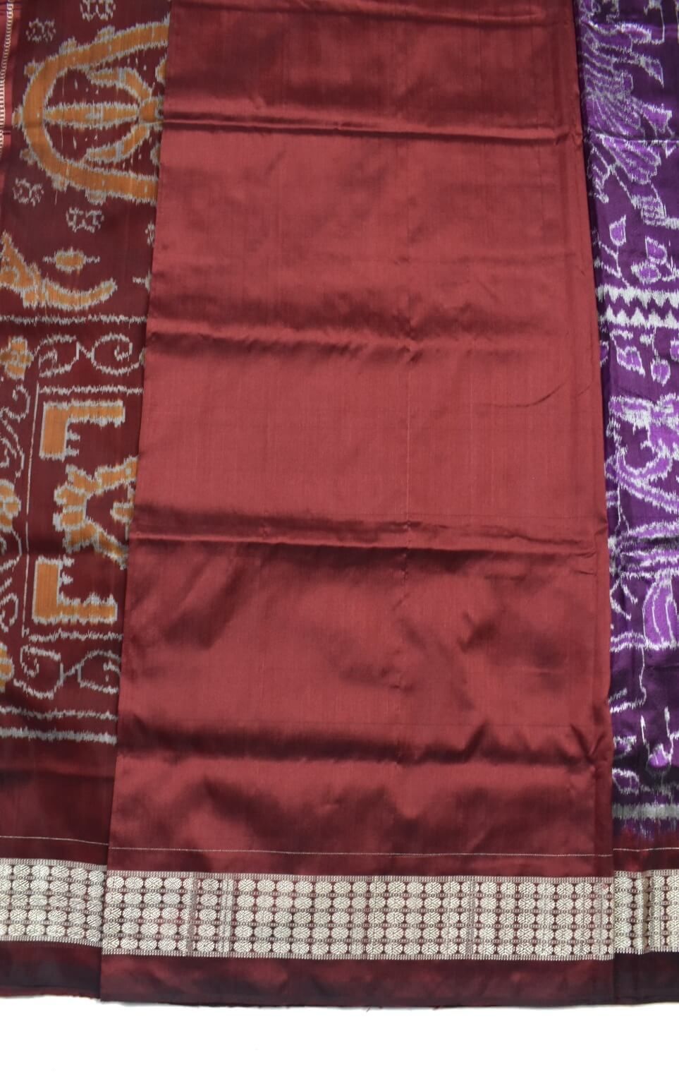Purple Colour Sambalpuri Handloom Bandha Silk Saree - Image 5