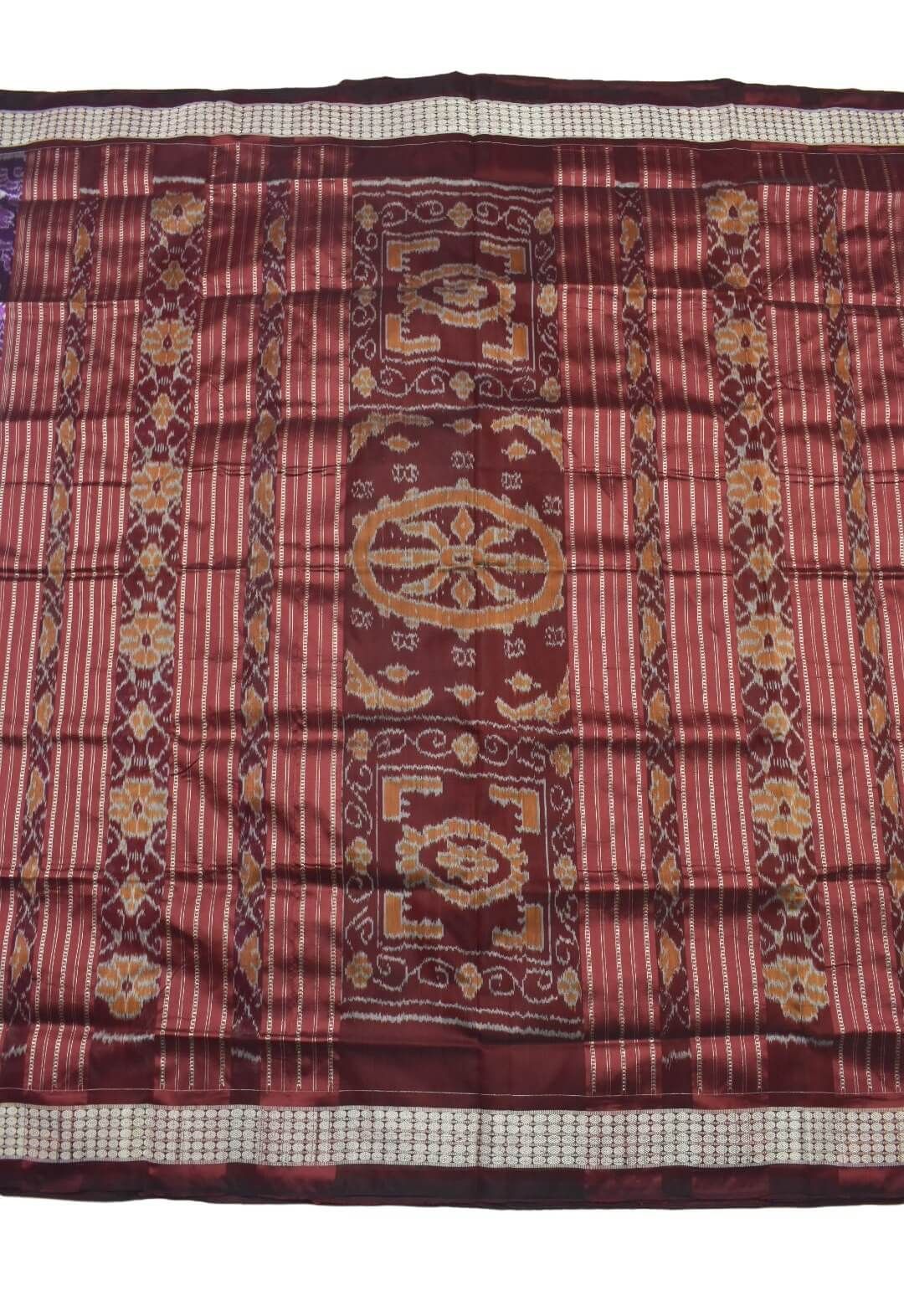 Purple Colour Sambalpuri Handloom Bandha Silk Saree - Image 2