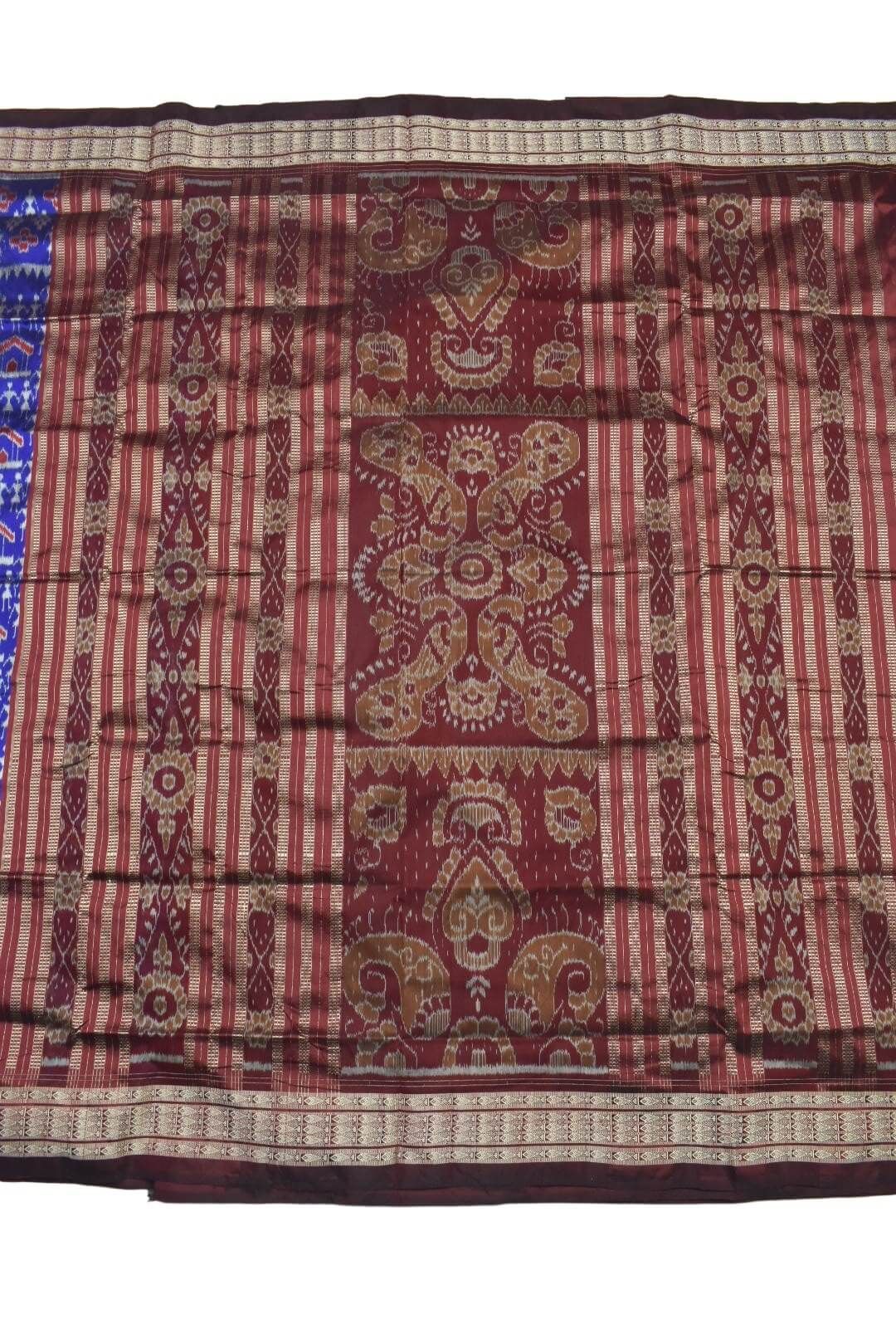 Blue Colour Sambalpuri Handloom Bandha Silk Saree - Image 2
