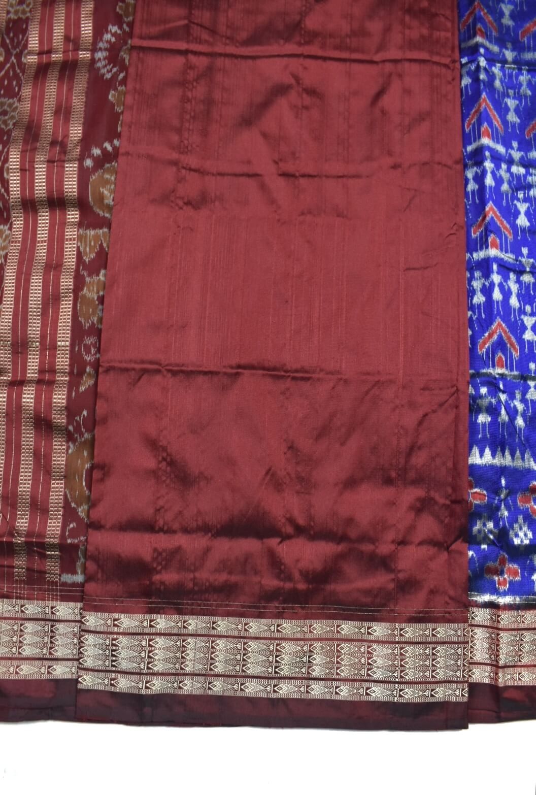 Blue Colour Sambalpuri Handloom Bandha Silk Saree - Image 5