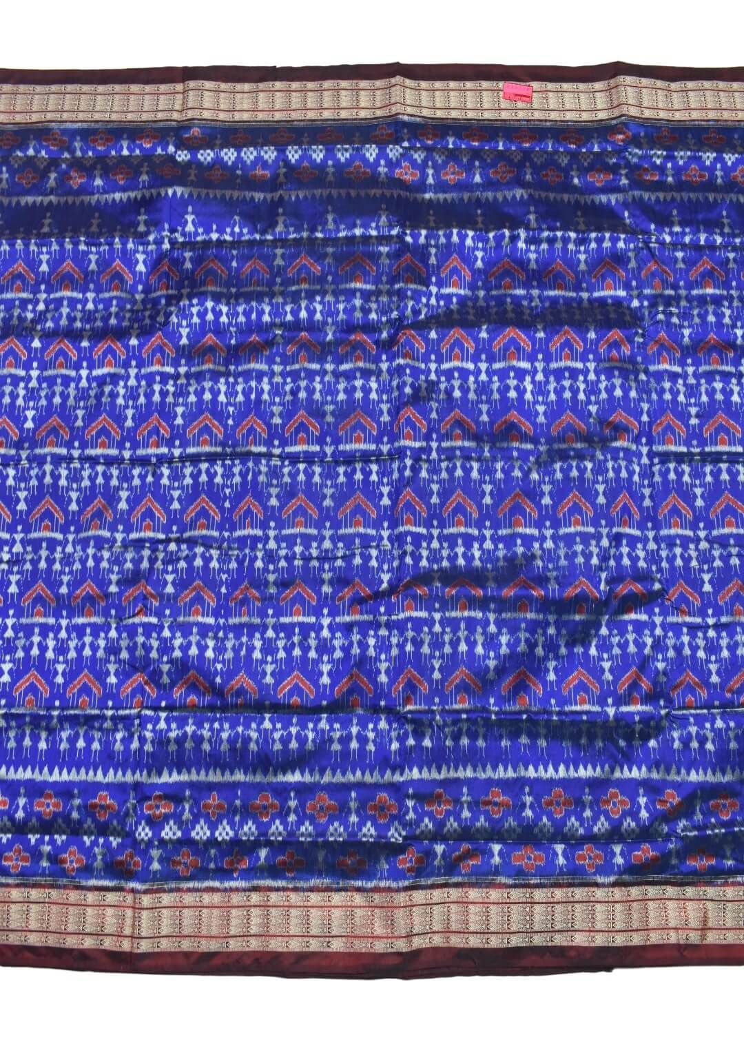 Blue Colour Sambalpuri Handloom Bandha Silk Saree