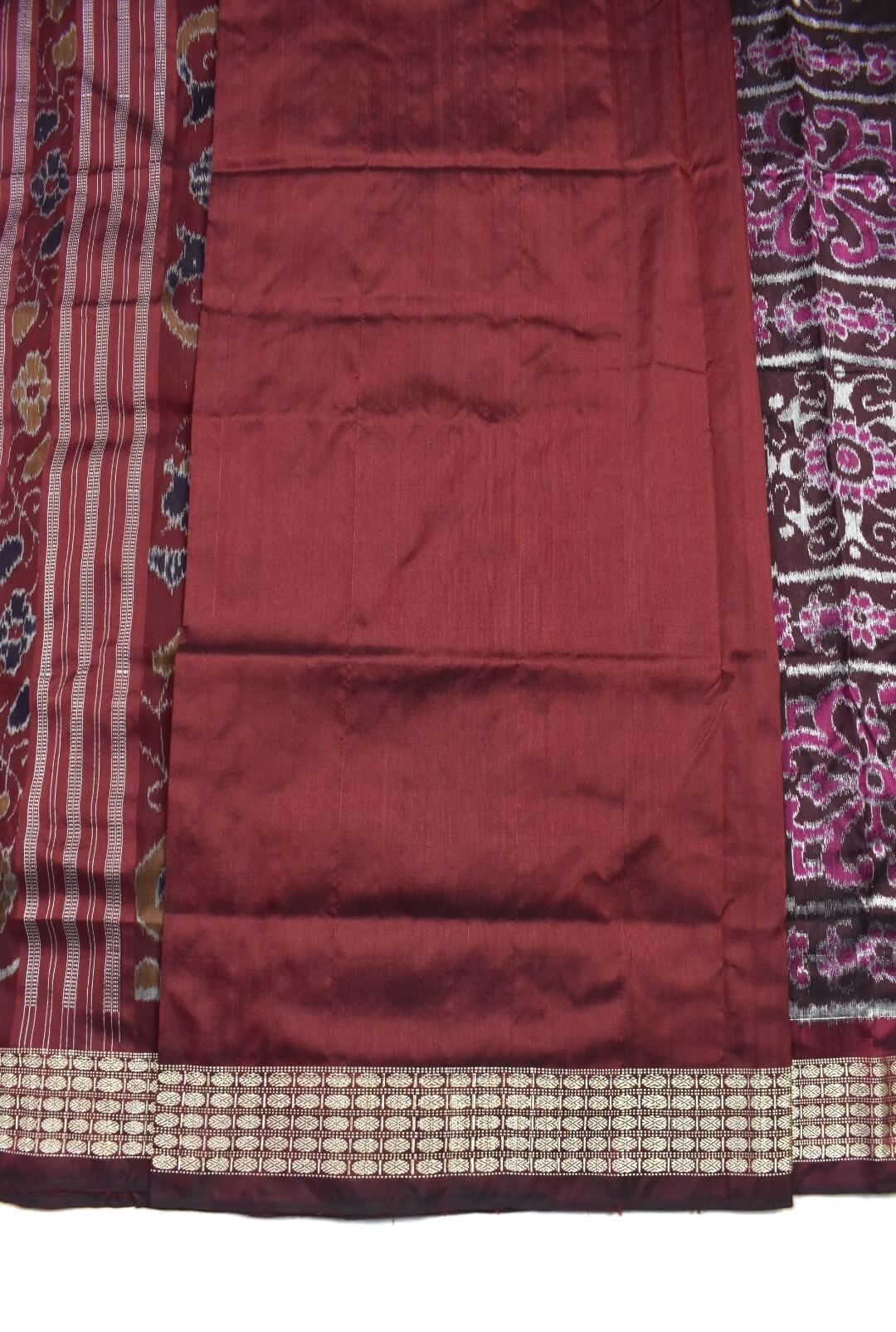 Brown-Pink Colour Sambalpuri Handloom Bandha Silk Saree - Image 5