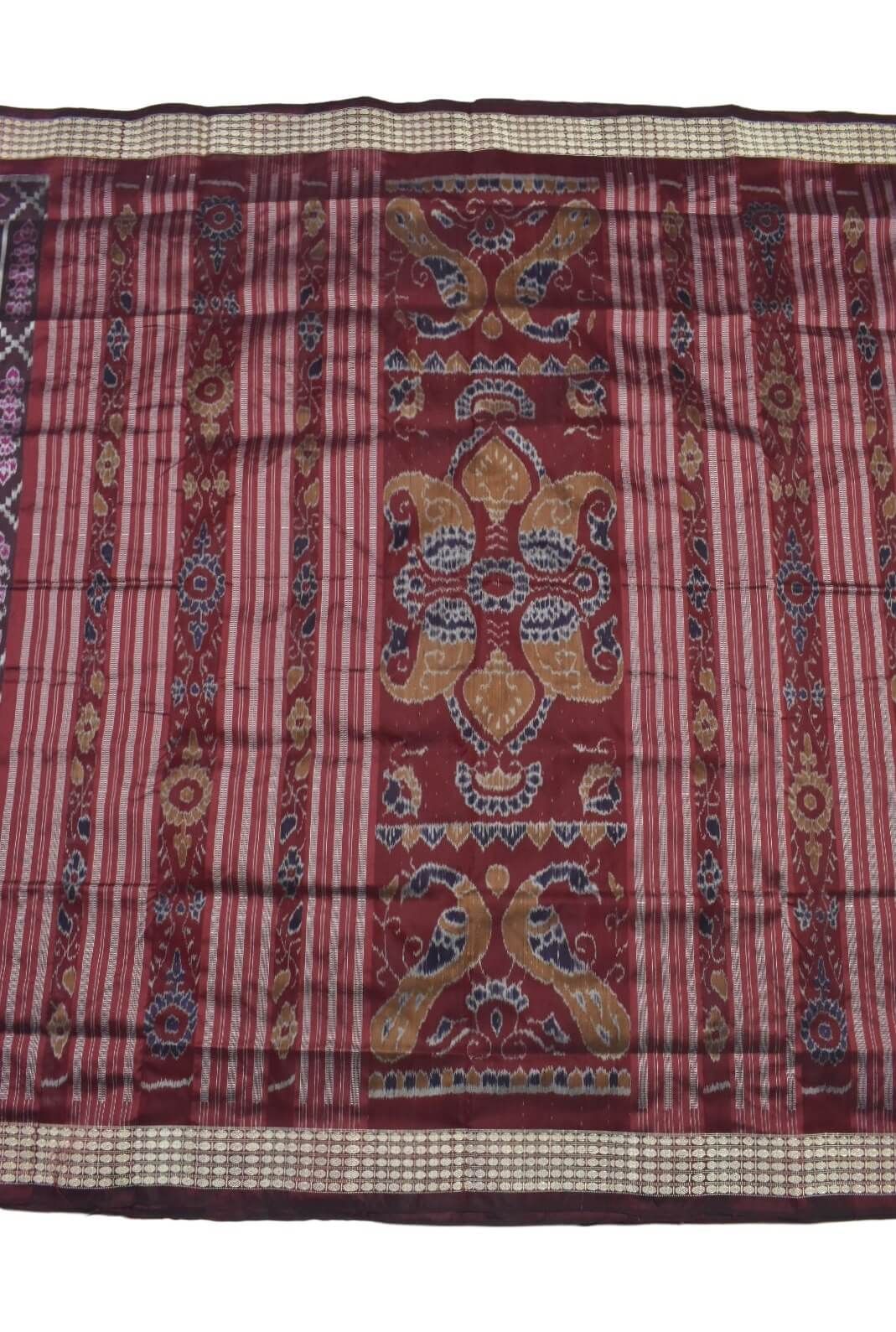 Brown-Pink Colour Sambalpuri Handloom Bandha Silk Saree - Image 2