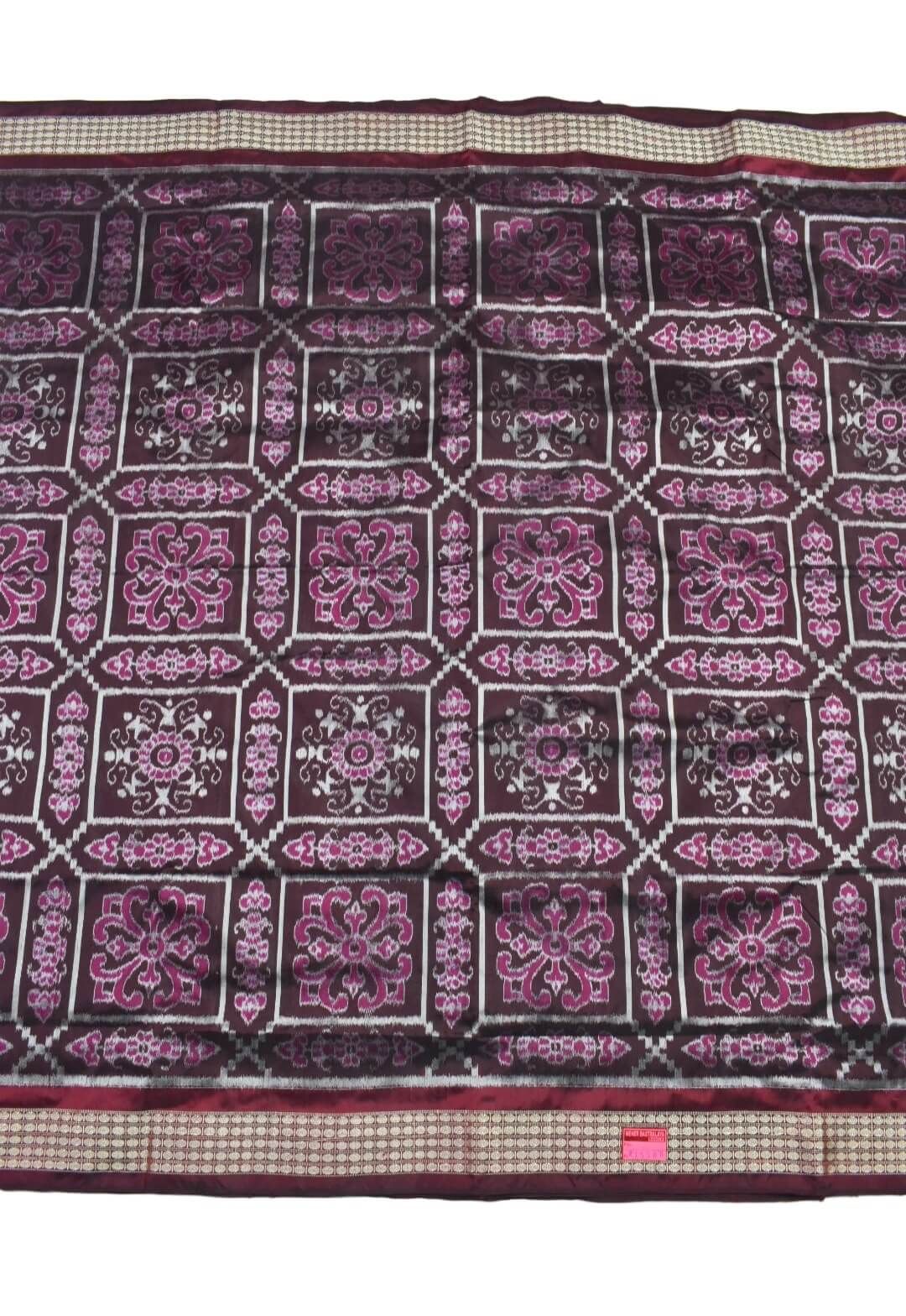 Brown-Pink Colour Sambalpuri Handloom Bandha Silk Saree