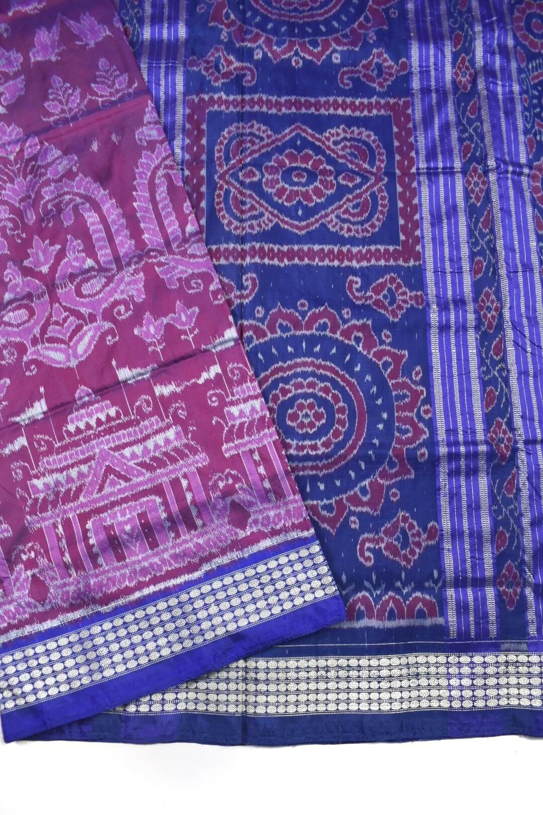 Pink Colour Sambalpuri Handloom Bandha Silk Saree - Image 3