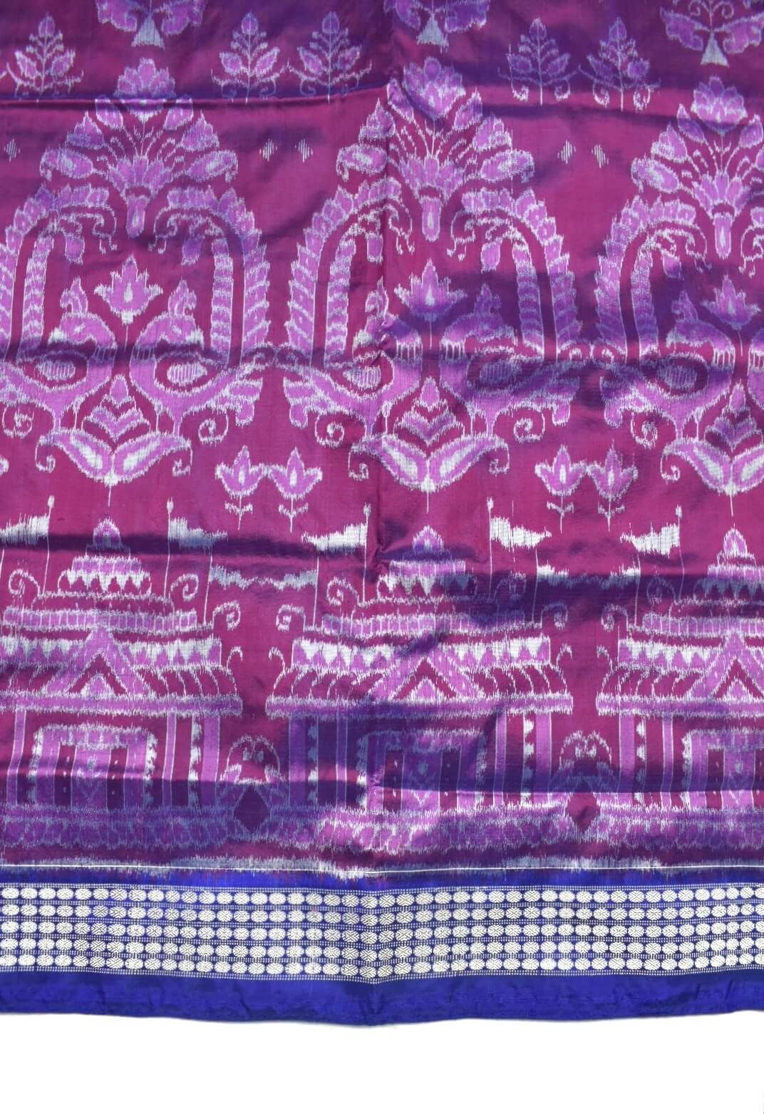 Pink Colour Sambalpuri Handloom Bandha Silk Saree - Image 4