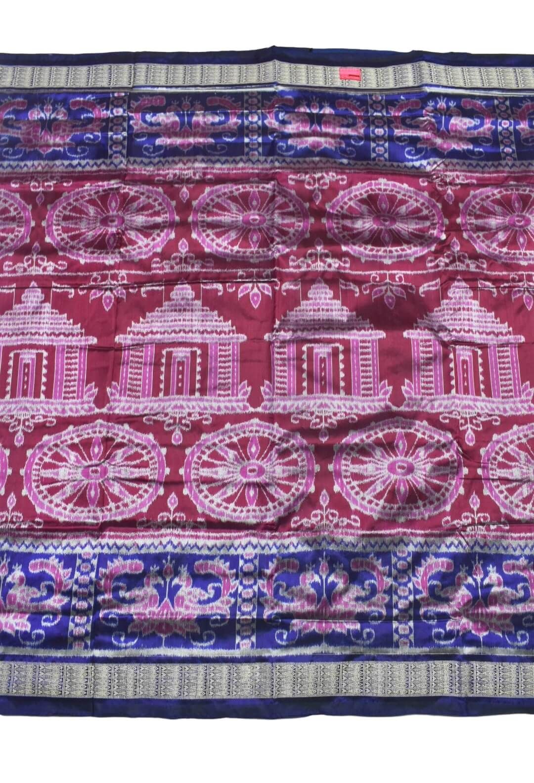 Red-Blue Colour Sambalpuri Handloom Bandha Silk Saree