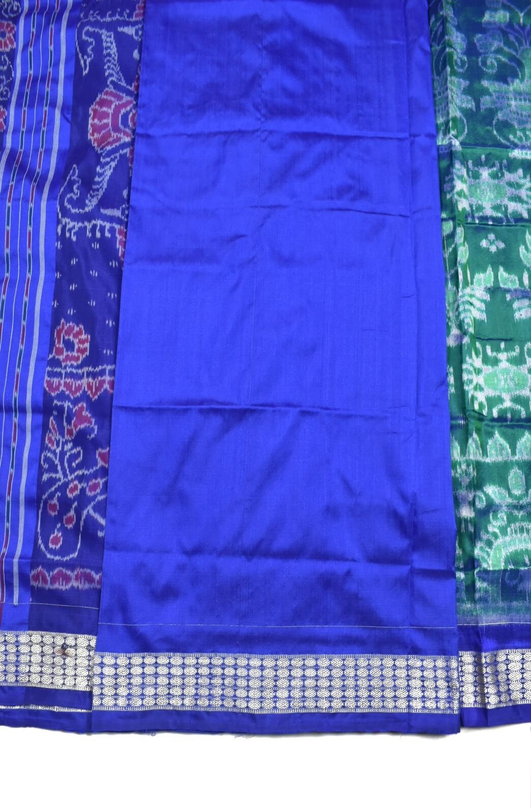 Green Colour Sambalpuri Handloom Bandha Silk Saree - Image 5