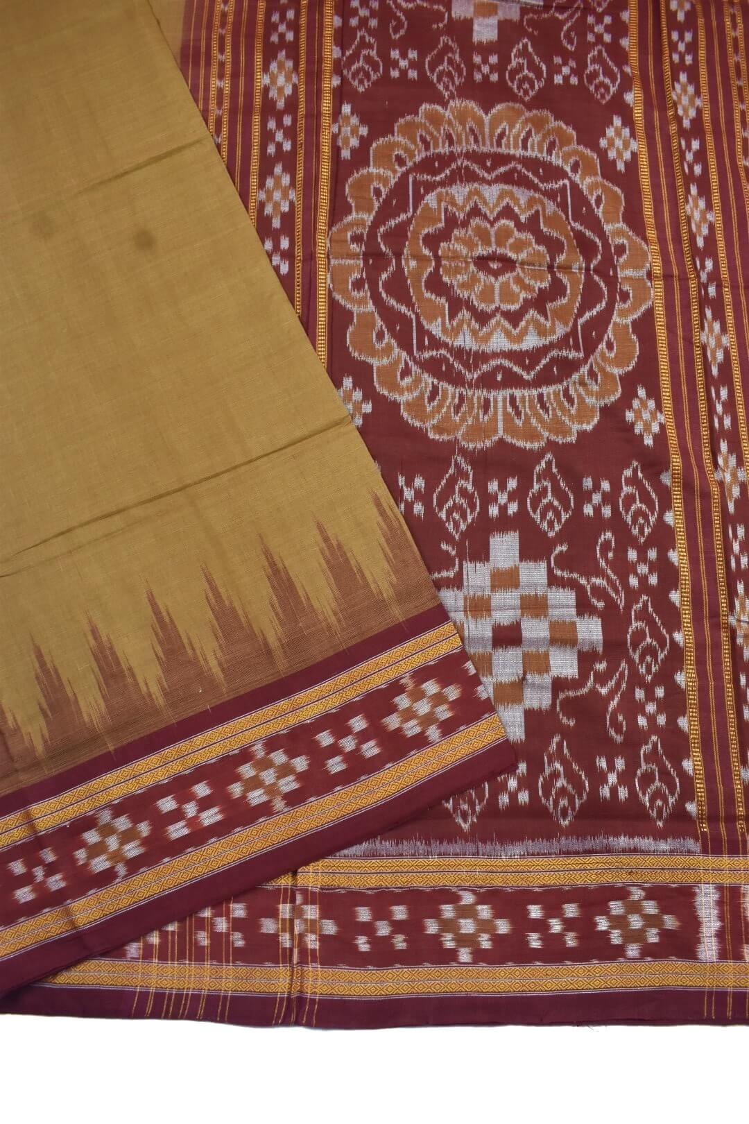 Brown Colour Sambalpuri Cotton Saree - Image 3